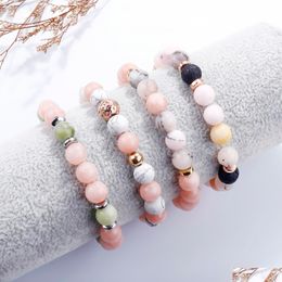 Chain Bead Bracelet Natural Stone Charm Onyx Beaded Couple Distance Bracelets For Women Men Friend Gift Stretch Jewellery Drop De Do1