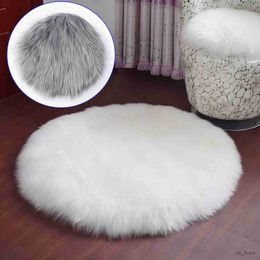 Carpets 30cm Soft Faux Fur Rug Sofa Chair Desk Pad Household Bedroom Warm Mat Round Plush Carpet Floor Mats Home Decorations