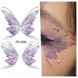 Arm Chest Tattoos Glitter gradient butterfly wings tattoo eye corner face stickers children's eye makeup DIY stickers fish scale show Tattoos