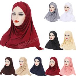 Muslim Women One Piece Cross Hijab Long Scarf Islamic Turban Shawl Ramadan Femme Headwear Wrap Caps