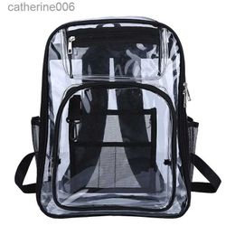 Backpacks Backpack Waterproof Transparent School Bag Girl Large Capacity Backpack Solid Clear Backpack Men Fashion Transparent Plastic BagL231108