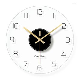 Wall Clocks 12Inch Nordic Glass Clock Silent Modern Transparent Watches Home Decor Bedroom Miroir Kitchen Living Room