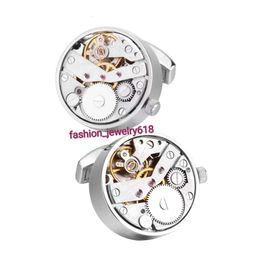 Savace brand punk movement watch cufflinks with rotatable mechanical feel French shirt cufflinks and sleeve studs with engraved lettering