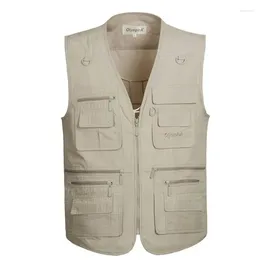 Men's Vests Summer Zipper Travels Breathable Mesh Vest L-5XL Pographer Weskit Sleeveless Thin Jacket With Many Pocket Wholesale