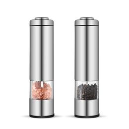 Electric Salt and Pepper Grinder Set, Stainless Steel Mill with Light, Electronic Adjustable Shakers Ceramic Grinders