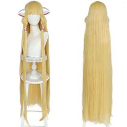 Party Supplies Anime Chobits Chi Cosplay Wig Costume 125Cm Long Straight Light Golden Roleplay Heat Resistant Fibre Wigs Cap