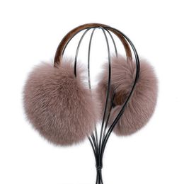 Ear Muffs Full Piece 100% Real Fox Fur Women's Winter Earmuffs Ear Warmer Ear Protection Girl's Ear Muffs Headwear 231107