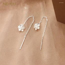 Stud Earrings Neixiu 925 Sterling Silver Korean Simple For Women 14K Gold Plating Long Tassel Fashion Jewelry Gifts Wholesale