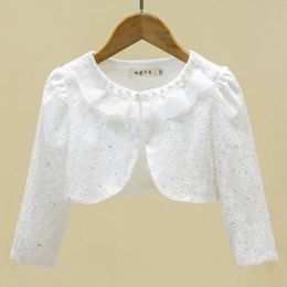 Coat Baby Girls Coat Tops Jackets Lace Embroider Long Sleeve Cape Wedding Party Dress Tops Girls Cloak Shawl Elegant Short Coat 1-10Y 231108