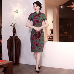 Ethnic Clothing Plus Size S-4XL Traditional Chinese Dresses Cheongsam Mother Long Qipao Dress Sexy Split Tang Costume Women Banquet Daily