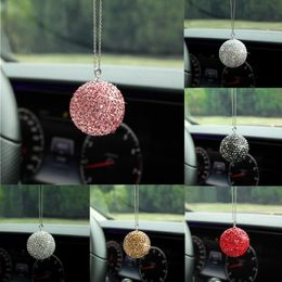 Interior Decorations Diamond Car Crystal Ball Pendant Rearview Mirror Decoration Creative Vehicle Hanging Ornaments Auto Accessories