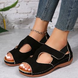 Sandals Women Heels for Girls Non Slip Hook Loop Fish Mouth Wedges Beach Open Toe Breathable Shoes 230407