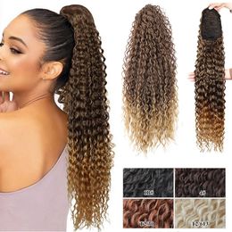 Ponytails BOL Drawstring Ponytail Long Kinky Curly Hair Extension Clip with Organic ChipIn In Ponytail 243032 Inch Fake Afro Hairpiece 230407
