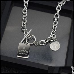 Pendant Necklaces Hiphop Square Round Card Chain Necklace Stainless Steel Short For Men Women Rock Rapper Charm Collar Jewel Dhgarden Dhy2O