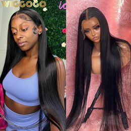 Lace Wigs Wiggogo 360 Full Lace Human Hair Wig 13X4 13X6 Hd Lace Frontal Wig Glueless 30 Inch Bone Straight Lace Front Wigs For Women W0408