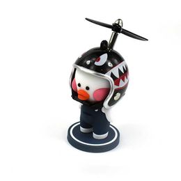 Dashboar Decorations Toy Duck Ornaments with Helmet Propeller Black Shark Anime Car Decor Accessories Interior AA230407