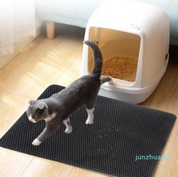 Pet Cat Litter Mat Waterproof EVA Double Layer Cat Litter Fånga husdjurskull 55 Mat Clean Pad Products för katter Tillbehör