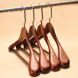 Hangers Racks 3 pieces/batch 40/44cm men's wide shoulder hanger Vintage wooden coat hanger Family clothing store solid wood hanger 230408