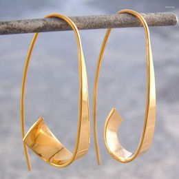 Dangle Earrings Minimalist Long Hook Spiral Hoop For Women Jewellery Fashion Gold Silver Colour Geometric Metal Statement Earring