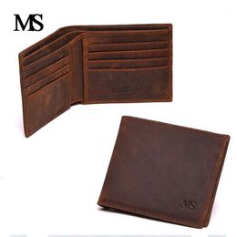 Wallets Genuine Leather Men Wallet Short Coin Purse Small Vintage Brand High Quality Designer TW16681