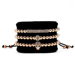 Bangle Lastest Skull Four Different Colors Adjustable Braided Braiding Bracelet Pave CZ Zircon Luxury Jewelry For Lovers