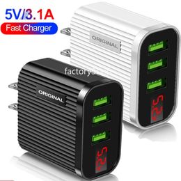 5V 3A Led Display 3 Port Ac Home Travel Wall Charger Power Adapter For iphone 11 12 13 14 Samsung Huawei F1