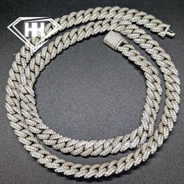 Hiphop Fresh Arrival Link Chain 10Mm 2Rows Diamond Studded S Sier Pass Tester Moissanite Cuban Necklace