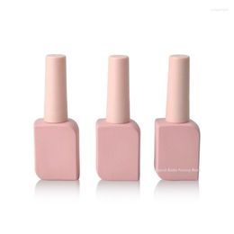 Storage Bottles 11ml Pink/Black/White Empty Nail Polish Glue Contaiers Glass Gel Packing With Brush Bar Square Wholesale