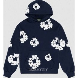 Fashion Mens Readymade Denim Tears Hoodies Flower Puff Printed Distressed Hoodie Sweatshirt Men Top Pullover 11617