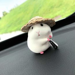 s Straw hat Hamster Accessories New Console Cute Doll Interior Pendant Cool Car Decoration AA230407