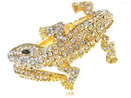 Bangle Womens Golden Tone Clear Rhinestones Exotic Alligator Crocodile Bracelet