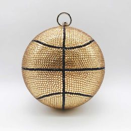 Basketball Full Diamond Dinner Bag Gold Crystal Ball Mini Stereo Round Women's Handheld 231108