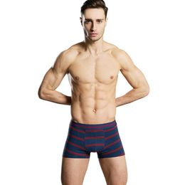 Underpants 4 Pcs/lot Men's Big Size Cotton Striped Boxers Soft Comfortable Panties Four Corner Underwear Boxer