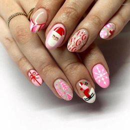 False Nails Wearable Manicure French Fake Fashion Christmas Full Cover Nail Almond Tips Women