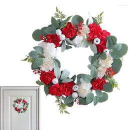 Decorative Flowers Artificial Flower Wreath Front Door Decor For All Seasons Red White Floral Spring Summer Green