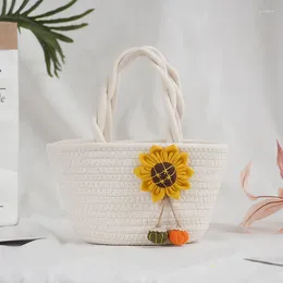 Storage Bags 2023 Cute Rural Style Sunflower Cotton Rope Woven Bag Home Shopping Netizen Snack Cosmetics Gift