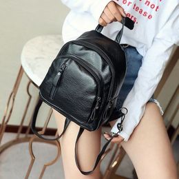 School Bags Women's Backpack PU Leather Travel Shoulder Bag Black School Bag Girl Multifunctional Small School Backpack 230408