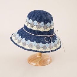 Wide Brim Hats Prairie Chic Weave Panama Straw Hat Women Bow Summer Beach Style Fisherman Female Male Ribbon Sunhat Lady