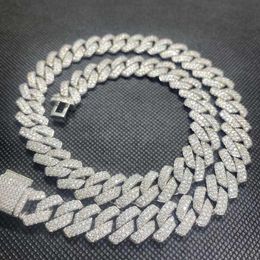 Hip Hop Baguette Diamond Men Necklace Sterling Silver Fully Vvs Moissanite Cuban Link Chain