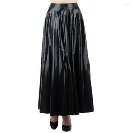 Skirts Fashion Gothic Wetlook PVC High Waist Long Faux Latex Elegant Sexy Pleated Ankle-length Skirt Club Party Street 7XL