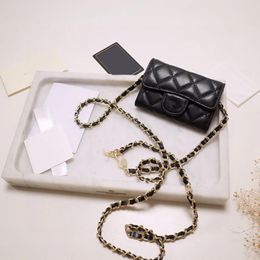 Womens Designer Card Holder Bags Lamskin/Caviar Leather Classic Mini Flap Waist Gold Metal Chest Tiny Purse Crossbody Shoulder Crossbody Handbag With Box 11X7.5X2CM