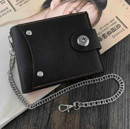 Wallets Boy Studdent Leather Wallet Card Holder Purse With Anti Lose ChainWallets