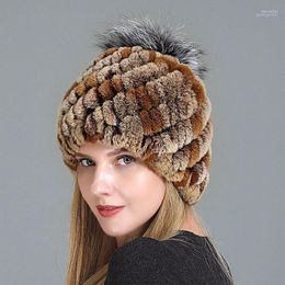 Beanies Beanie/Skull Caps Women Real Rex Fur Hat Warm Genuine Knitted Natural Retail Wholesale1 Wend22