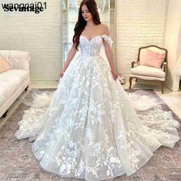 Party Dresses Sevintage Boho Wedding Dresses Off the Shoulder Lace Appliques 3D Flowers Wedding Gown Sweetheart Bridal Dress with Long Train 0408H23