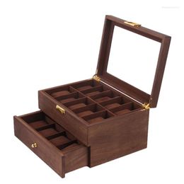 Jewellery Pouches Grids Retro Wooden Watch Display Case Durable Packaging Holder Collection Storage Organiser Box Casket