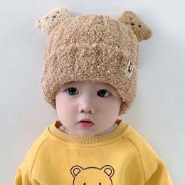 Berets Autumn And Winter Male Female Baby Bear Hat Scarf Two-piece Set Thickened Warm Windproof Child Super Cute