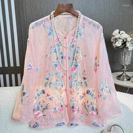Ethnic Clothing High-end Summer Royal Embroidery Silk Top Coat Chinese Style Sun Protection Hanfu Lady Thin Jacket S-XXL