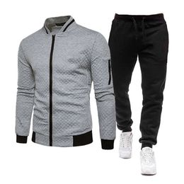 Men's Tracksuits Men's patterned plaid men's jacketpants sports track suit high-quality 3D printed zipper two-piece set Spot Europe 3XL 230408