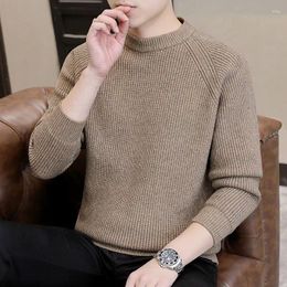 Men's Sweaters Men Knit Sweater Mock Neck Thickened Tops Autumn Winter Soft Warm Casual Solid Colour Knitted Pullover Daliy Waer C103