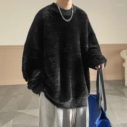 Men's Sweaters -Youth Winter Y2k Streetwear Fur Smooth Vintag Fashions Pullovers Korean Oversized Harajuku Sweater